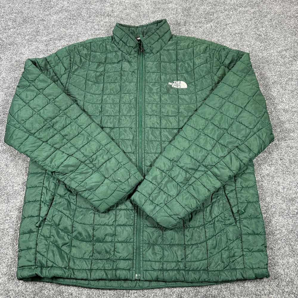 The North Face Jacket Mens Large Green Quilted Puffer Full Zip Insulated Outdoor